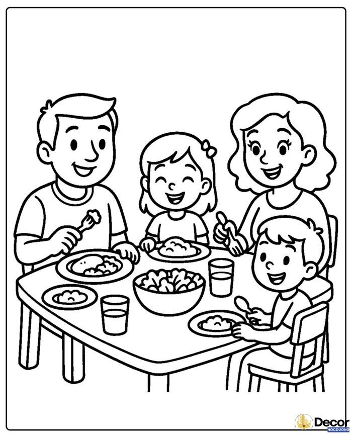 Tranh tô màu gia đình đáng yêu