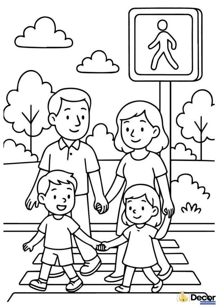 Tranh tô màu gia đình gần gũi