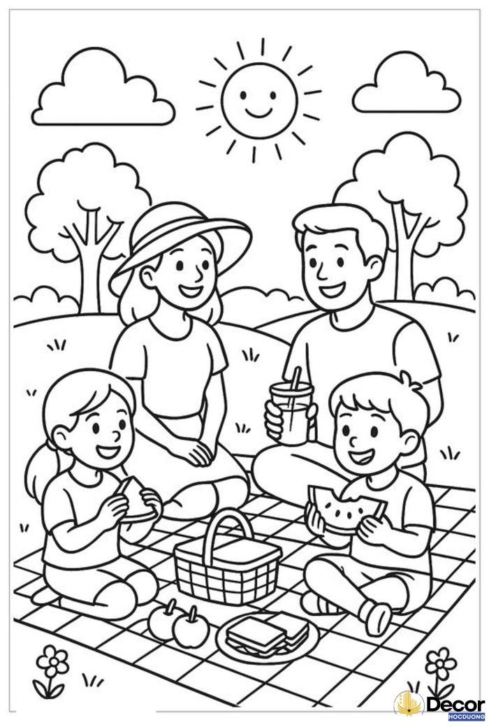 Tranh tô màu gia đình hạnh phúc