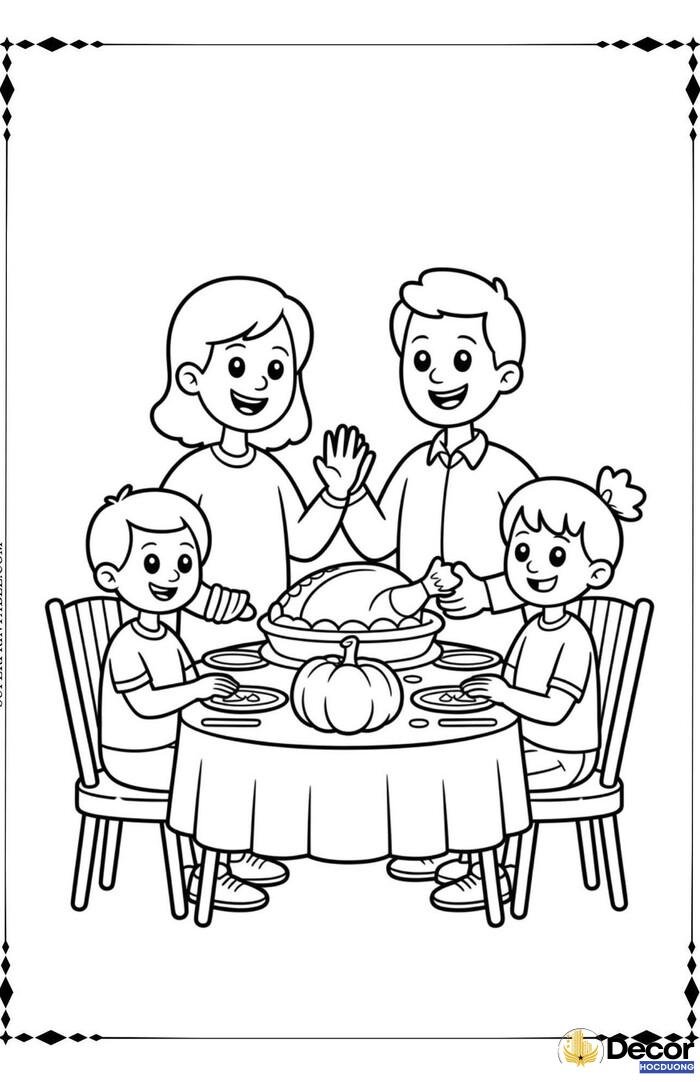 Tranh tô màu gia đình thân thiết