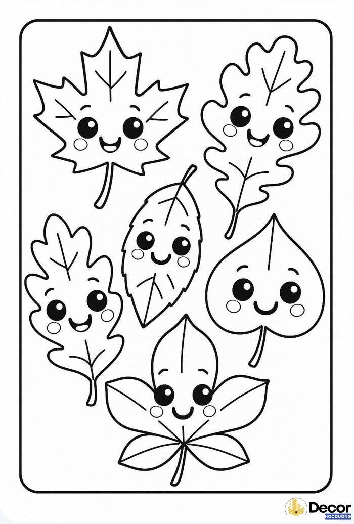 Tranh tô màu lá cây cho bé