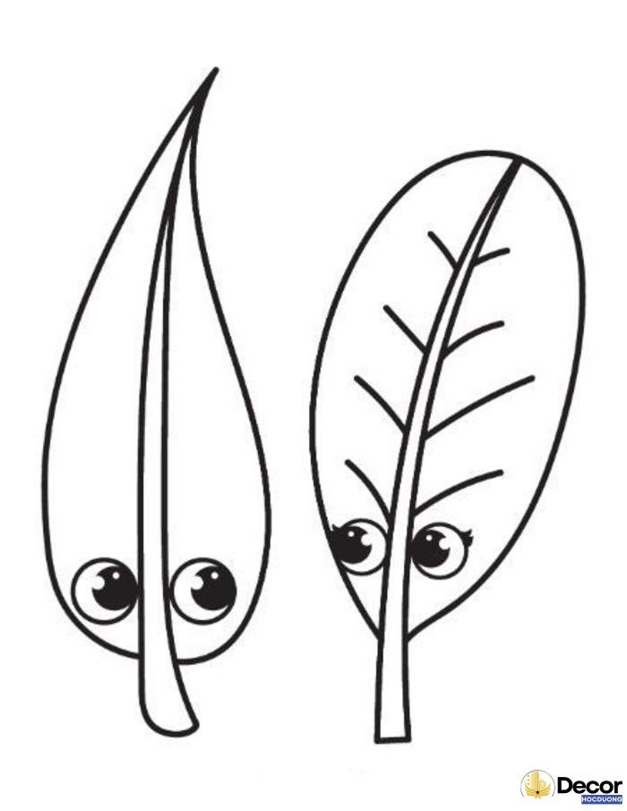 Tranh tô màu lá cây thiếu nhi dễ tô