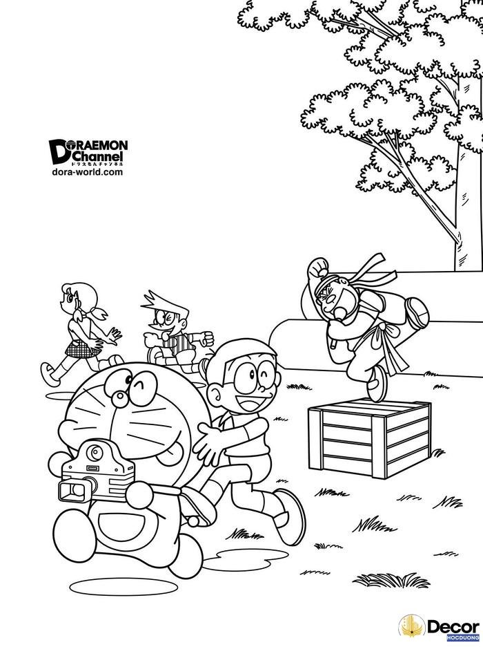 Tranh tô màu nhóm bạn Doraemon