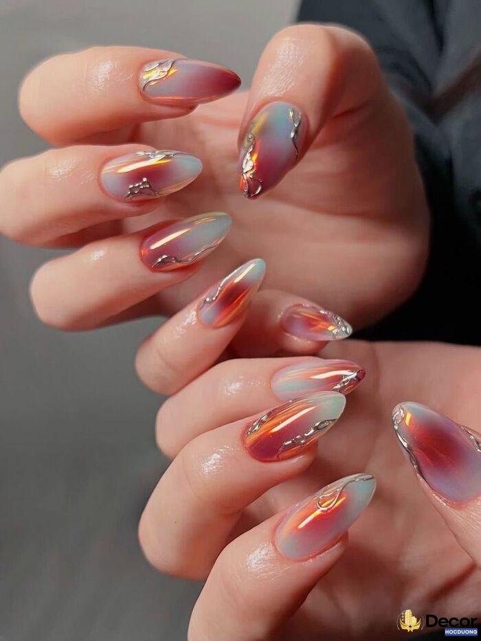 almond nails nữ tính cute