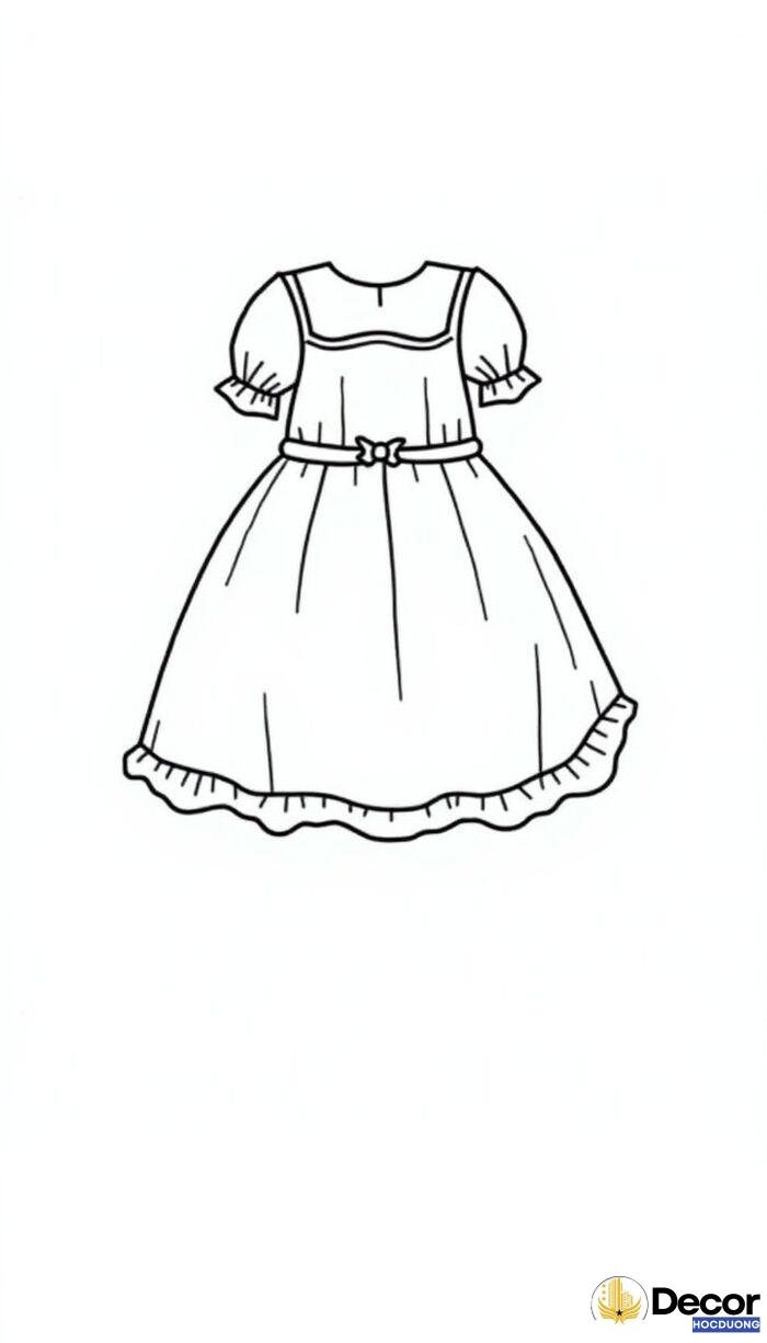 ảnh tranh tô màu váy cute
