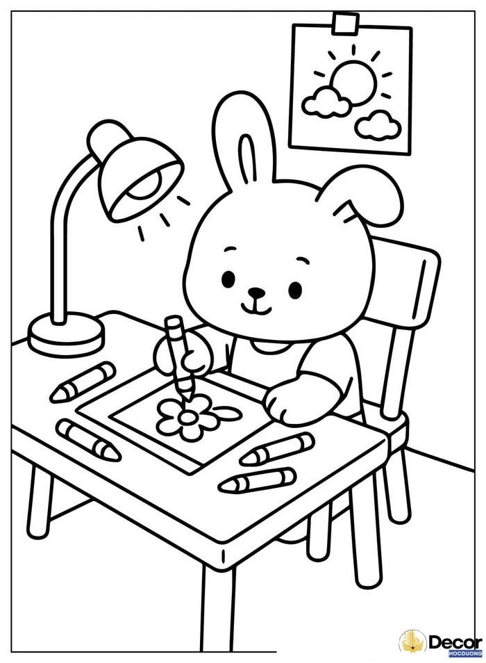 bộ tranh tô màu con thỏ