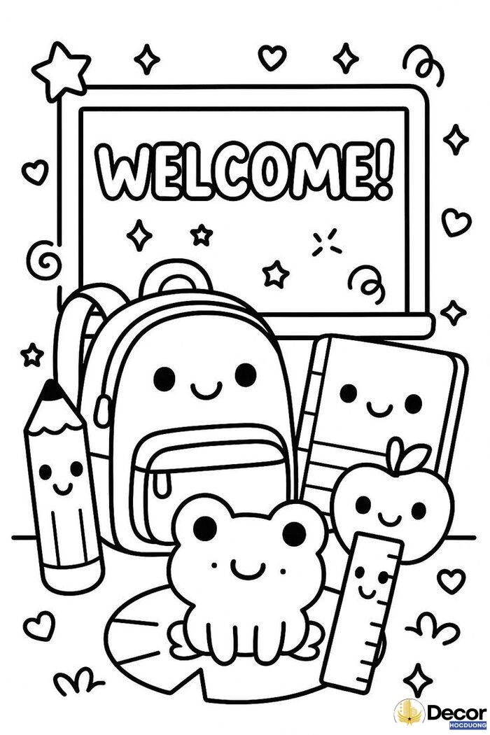 bộ tranh tô màu học tập cho bé cute