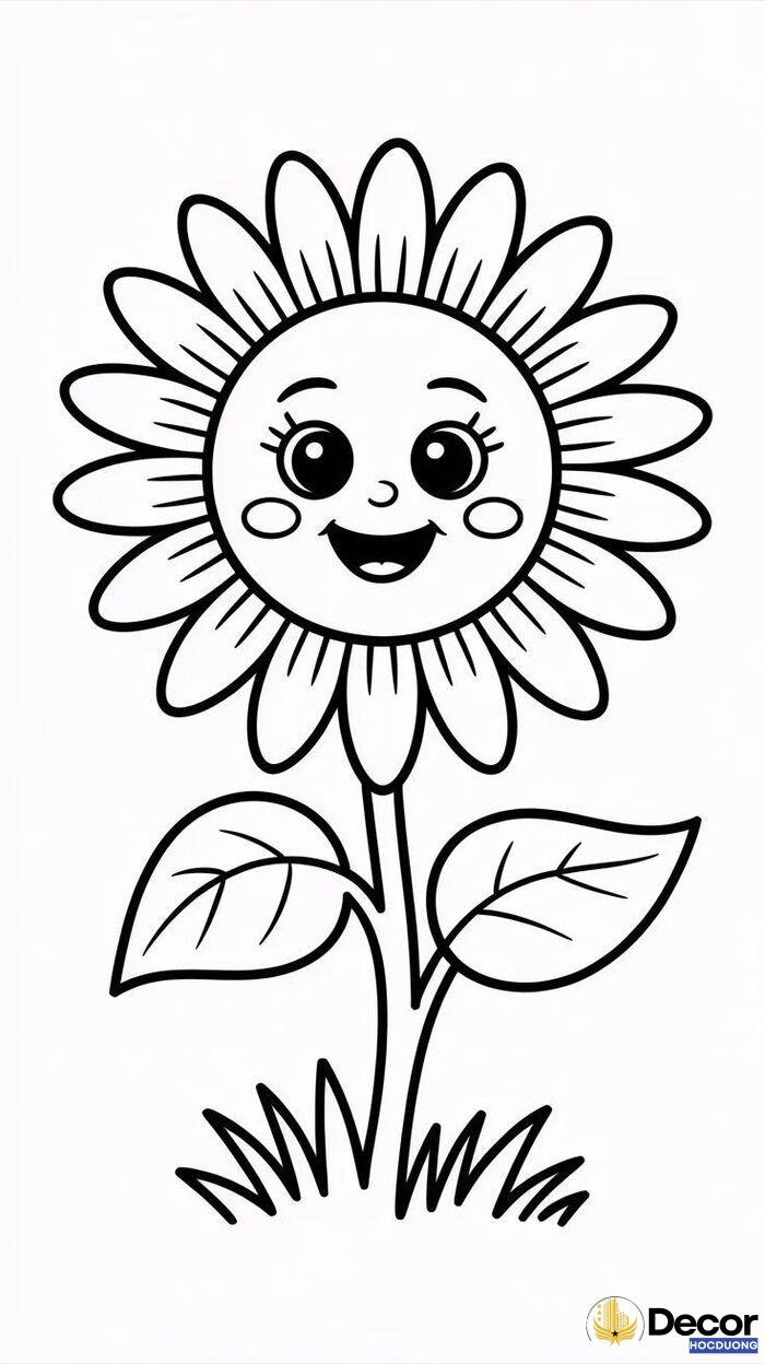 bông hoa tranh đen trắng tô màu