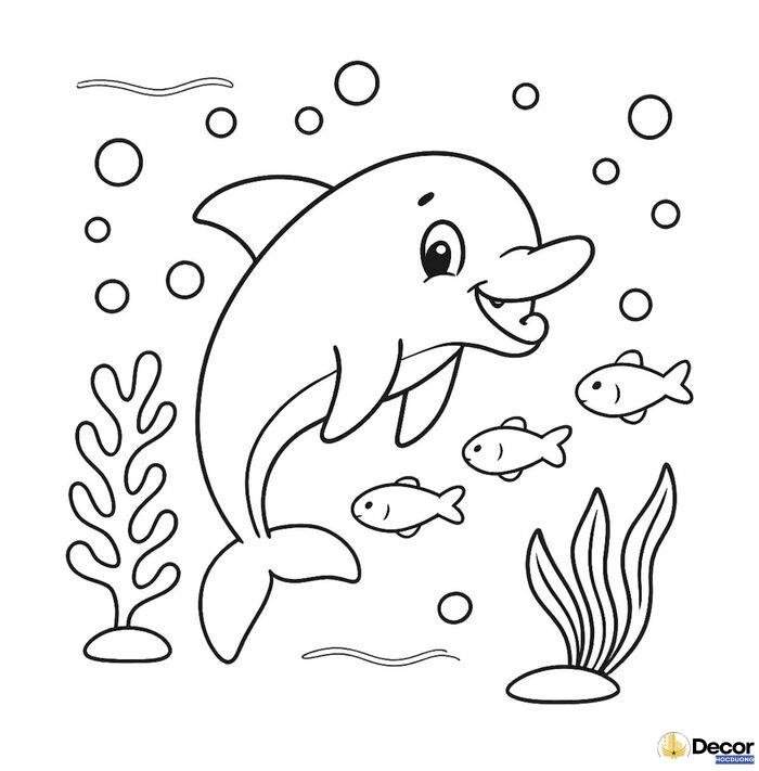 cá heo hoạt hình tô màu