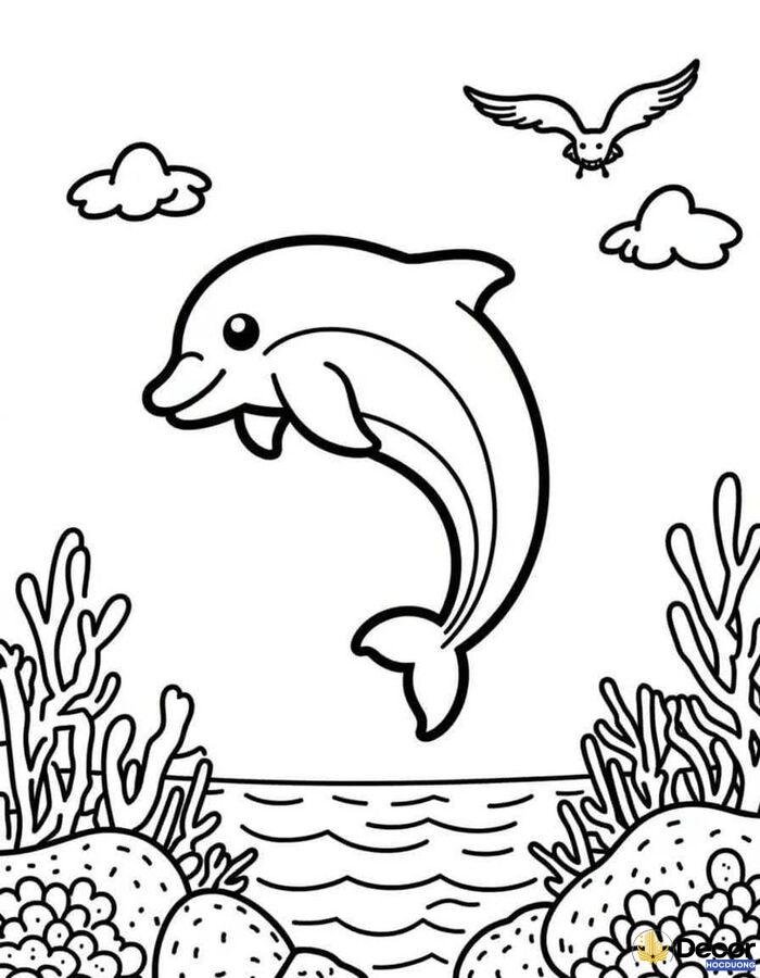 cá heo tô màu cho bé