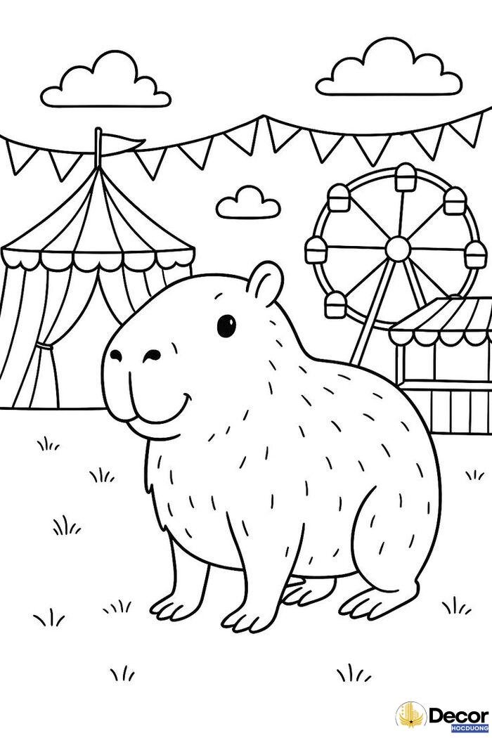 capybara hoạt hình tô màu