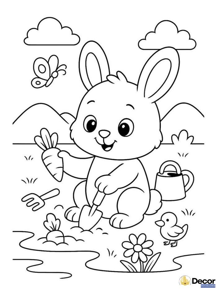 con thỏ tô màu cho bé