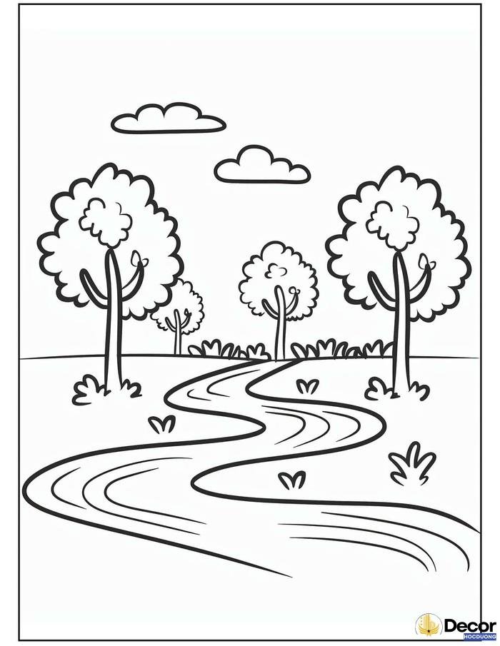 hình cây xanh tô màu cho bé