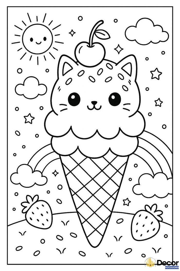 hình mèo tô màu dễ in