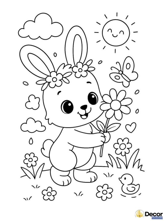 hình thỏ tô màu dễ in