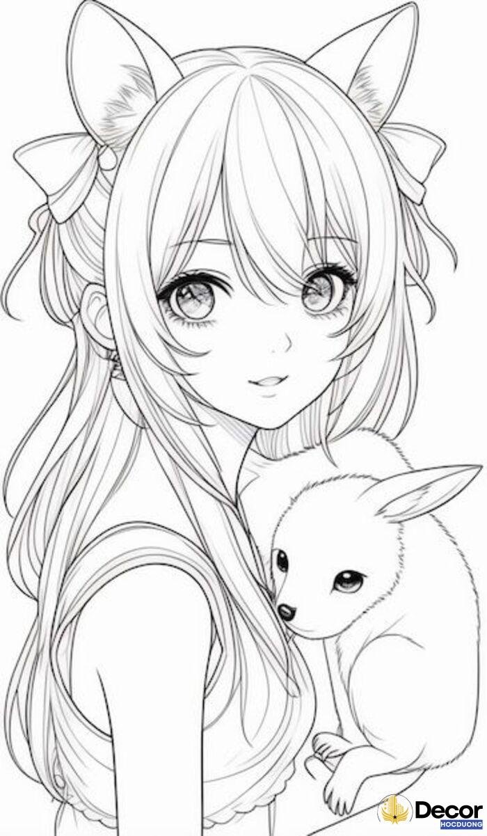 hình tô màu anime đơn giản