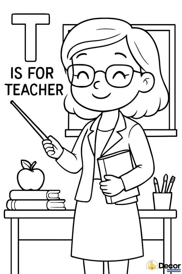 hình tô màu bé chúc thầy cô