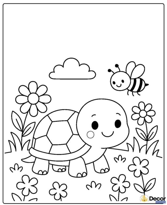 hình tô màu bé đi học