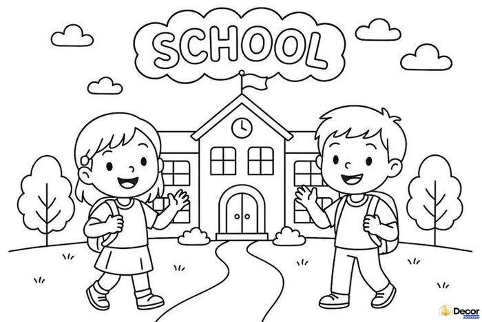 hình tô màu bé học bài mầm non