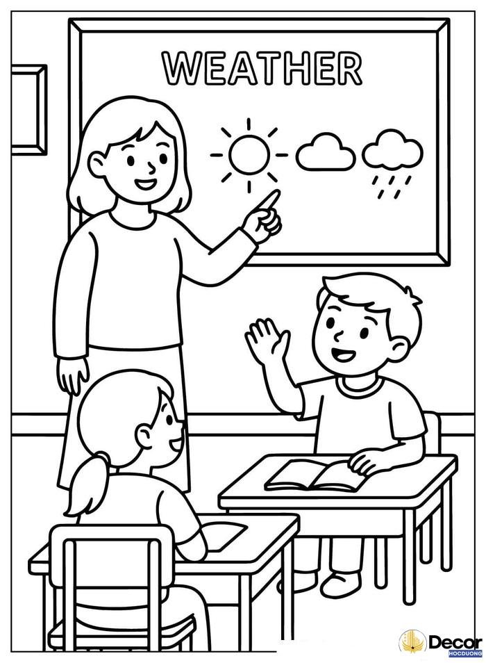 hình tô màu bé tặng quà thầy cô