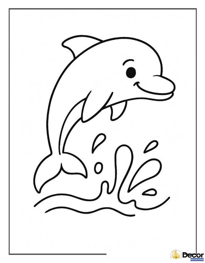 hình tô màu cá heo cute