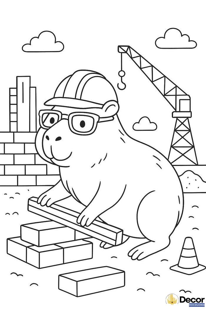 hình tô màu capybara vui nhộn