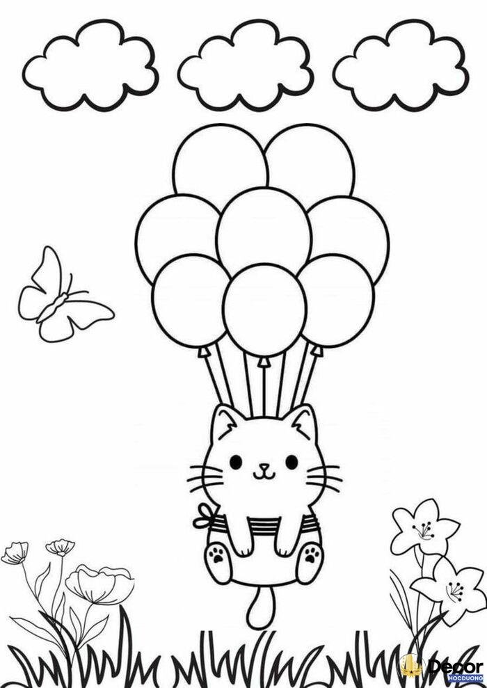 hình tô màu con mèo đáng yêu
