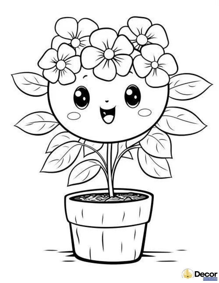 hình tô màu hoa cute