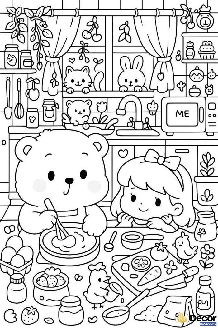 hình tô màu hoạt hình dễ thương