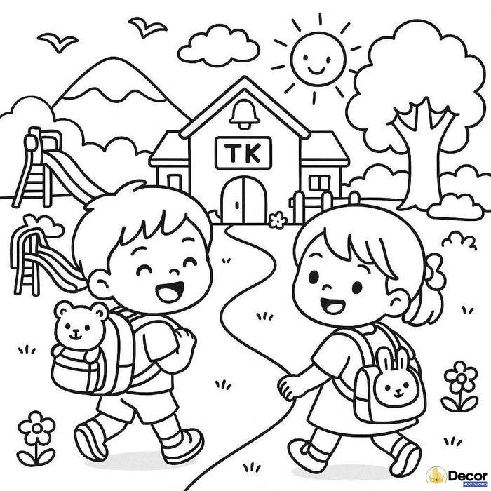 hình tô màu lớp học cho bé