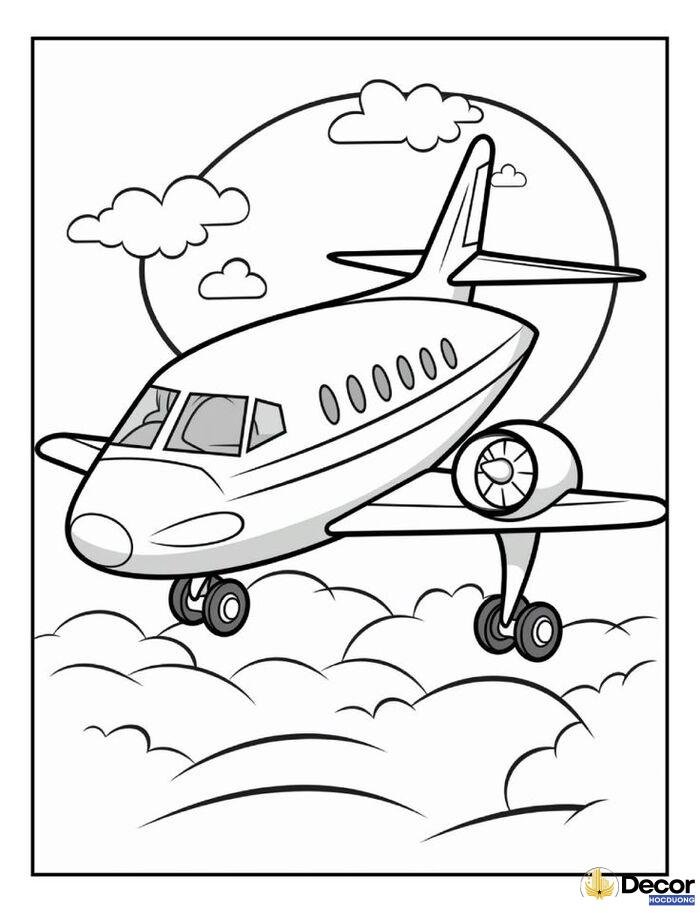 hình tô màu máy bay đơn giản cho bé