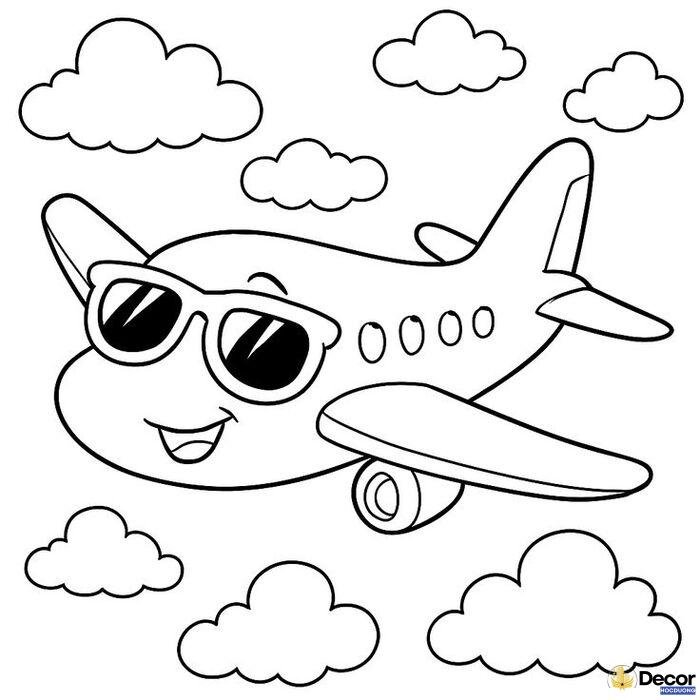 hình tô màu máy bay phù hợp bé mầm non