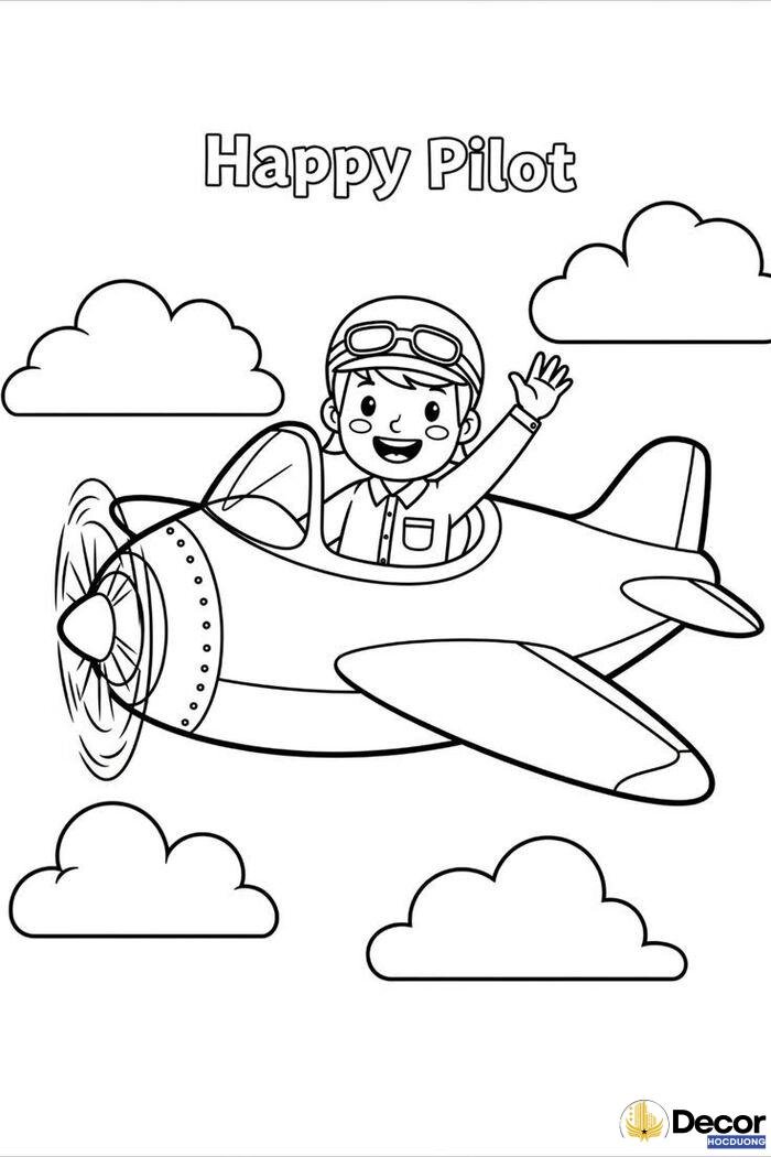 hình tô màu máy bay vui nhộn