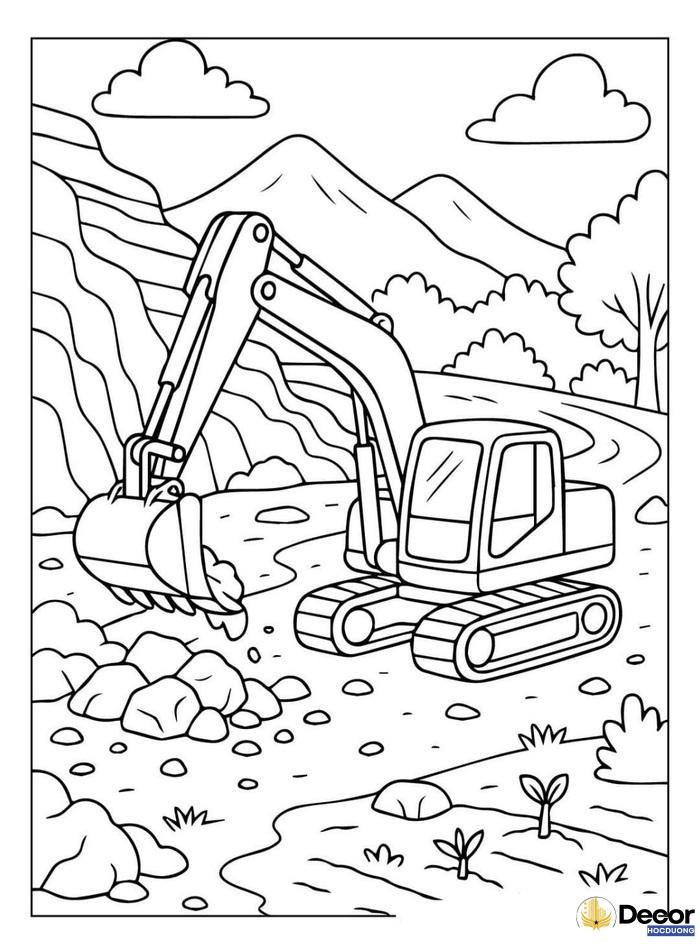 hình tô màu máy xúc dễ hiểu