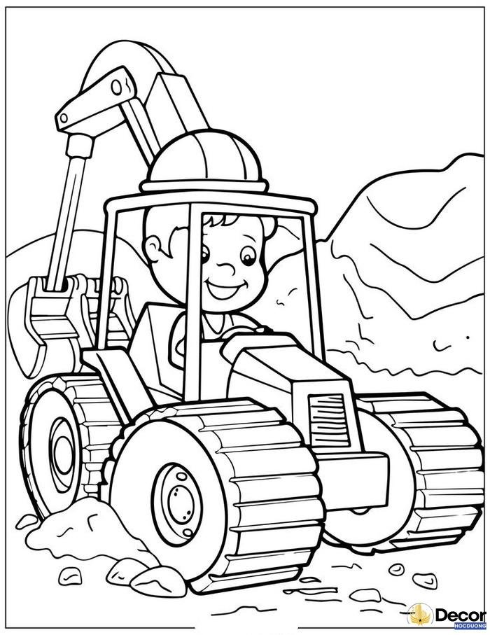 hình tô màu máy xúc dễ tô