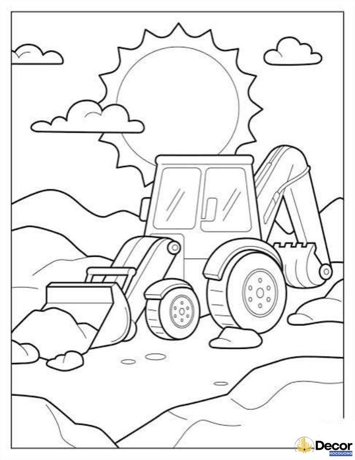 hình tô màu máy xúc mini