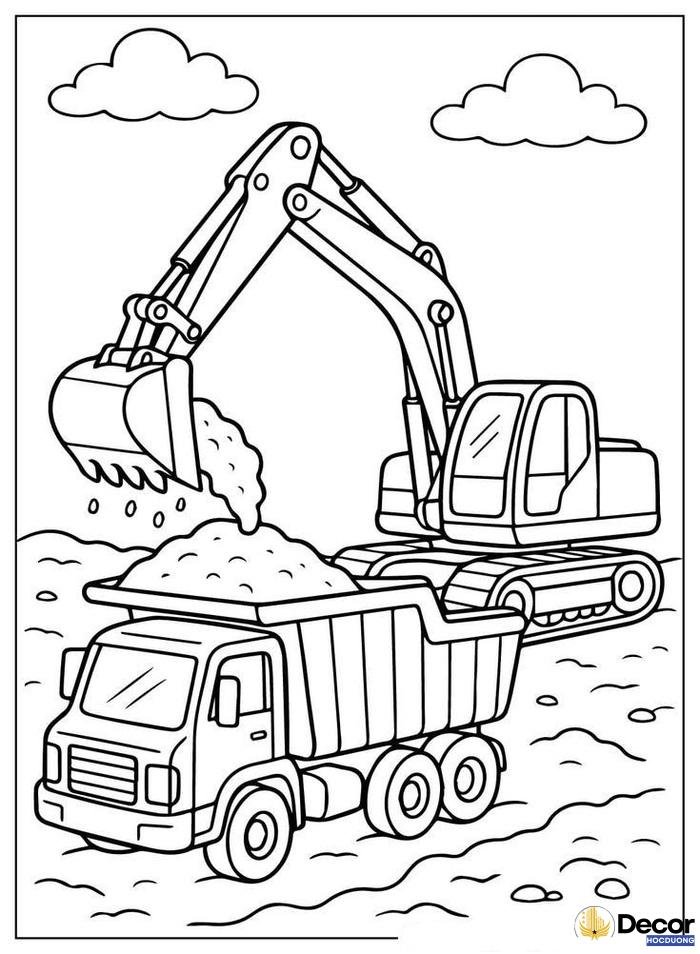 hình tô màu máy xúc phù hợp trẻ em