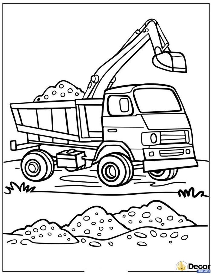 hình tô màu máy xúc thiếu nhi