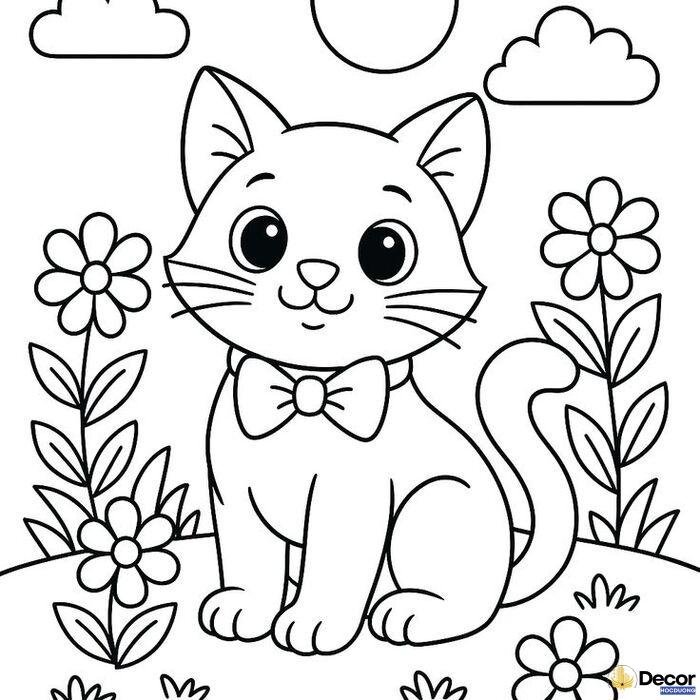 hình tô màu mèo vui nhộn