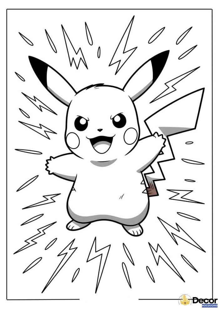 hình tô màu pikachu dễ in