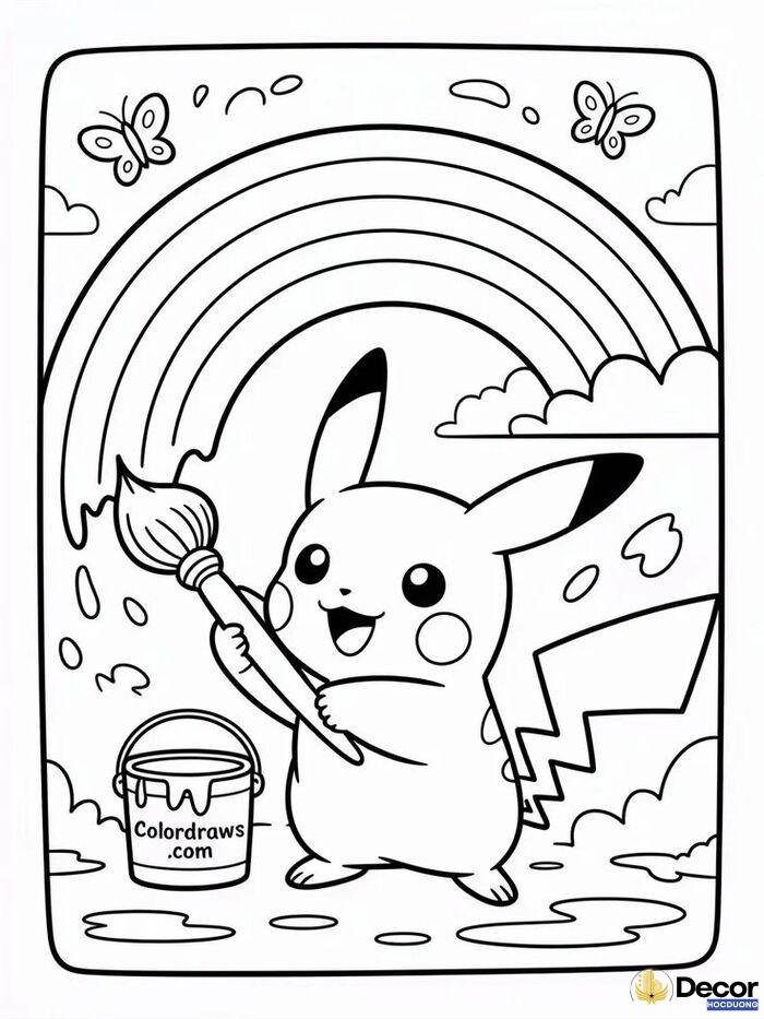 hình tô màu pikachu đơn giản cho bé