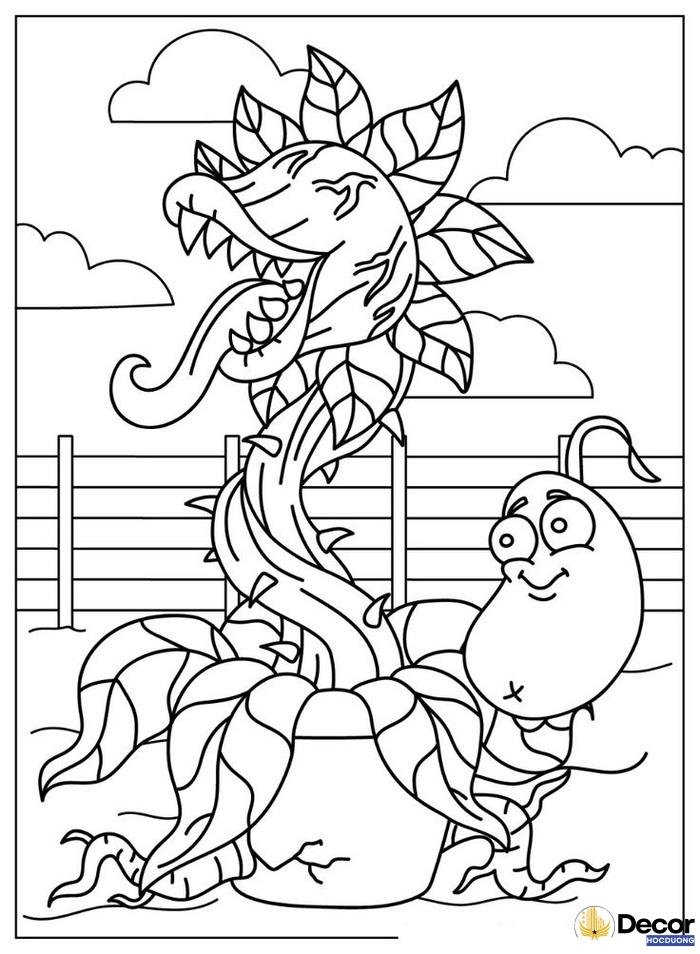 hình tô màu plants vs zombies cute