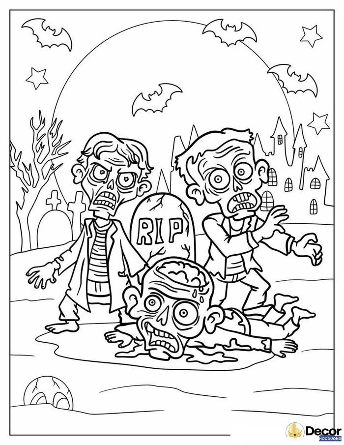 hình tô màu plants vs zombies đơn giản