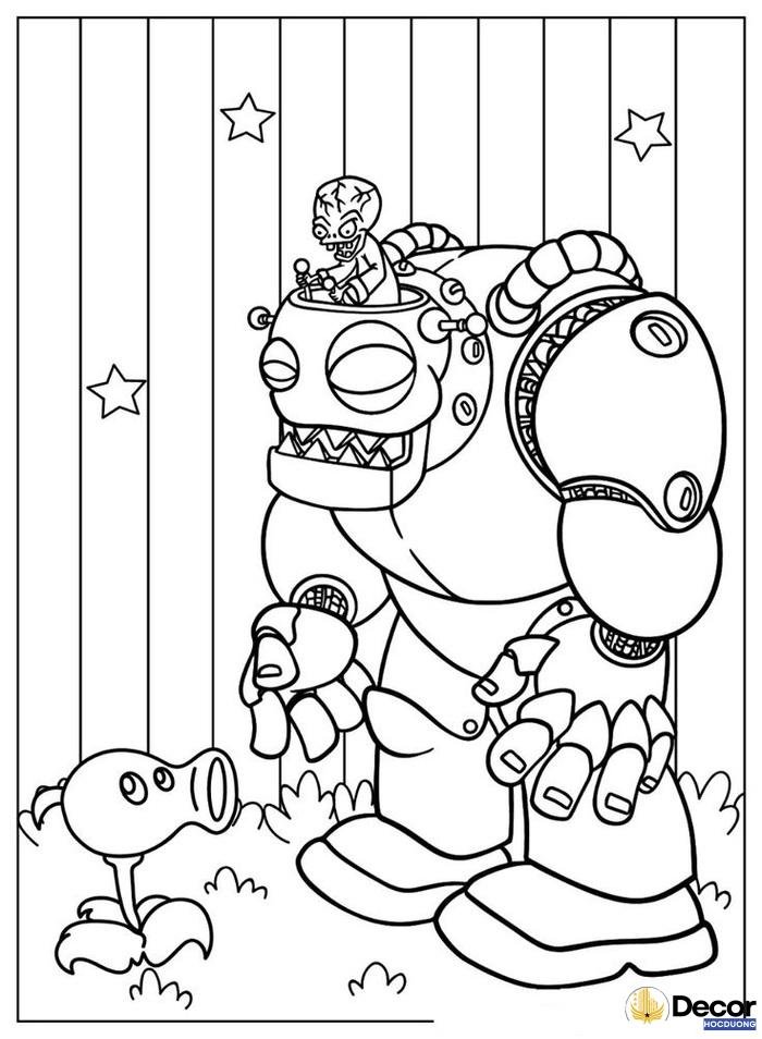 hình tô màu plants vs zombies thiếu nhi cute