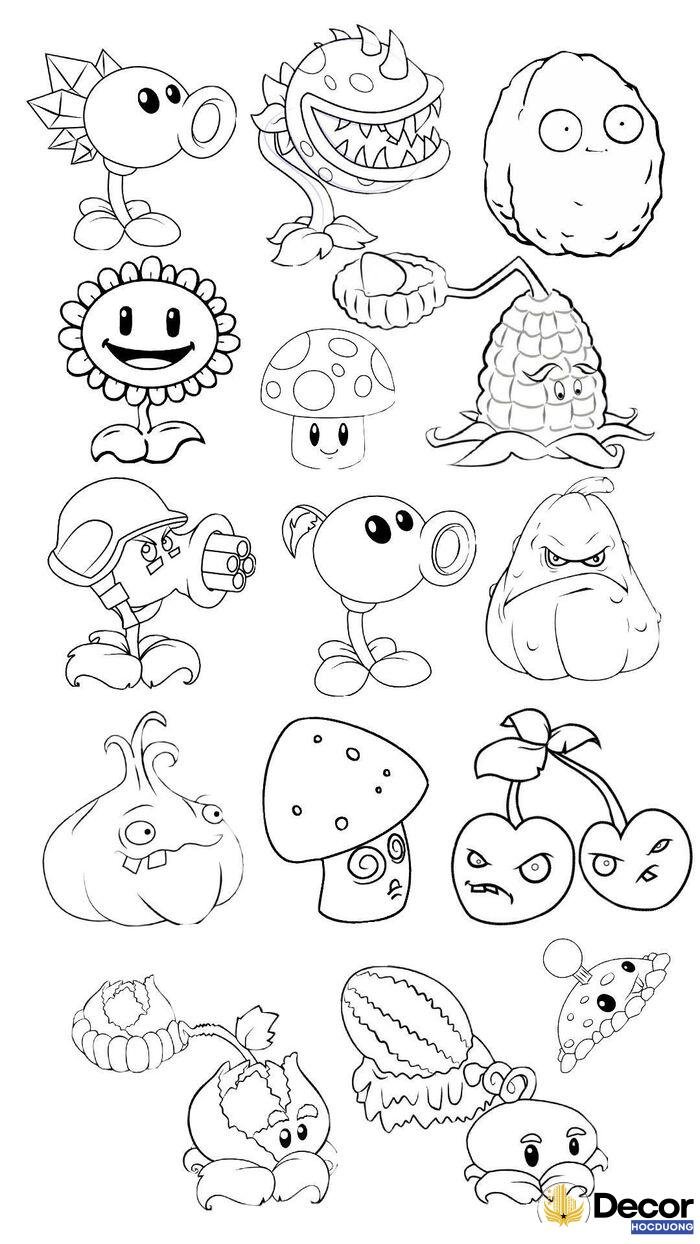 hình tô màu plants vs zombies thiếu nhi đẹp