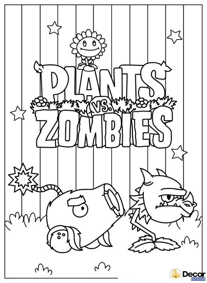 hình tô màu plants vs zombies thiếu nhi