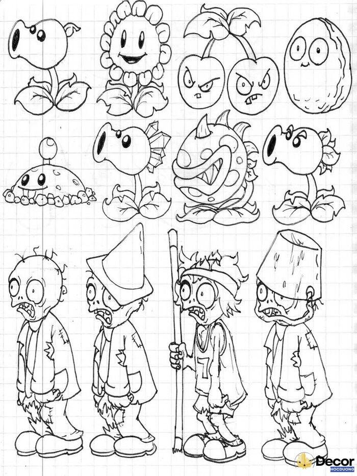hình tô màu plants vs zombies