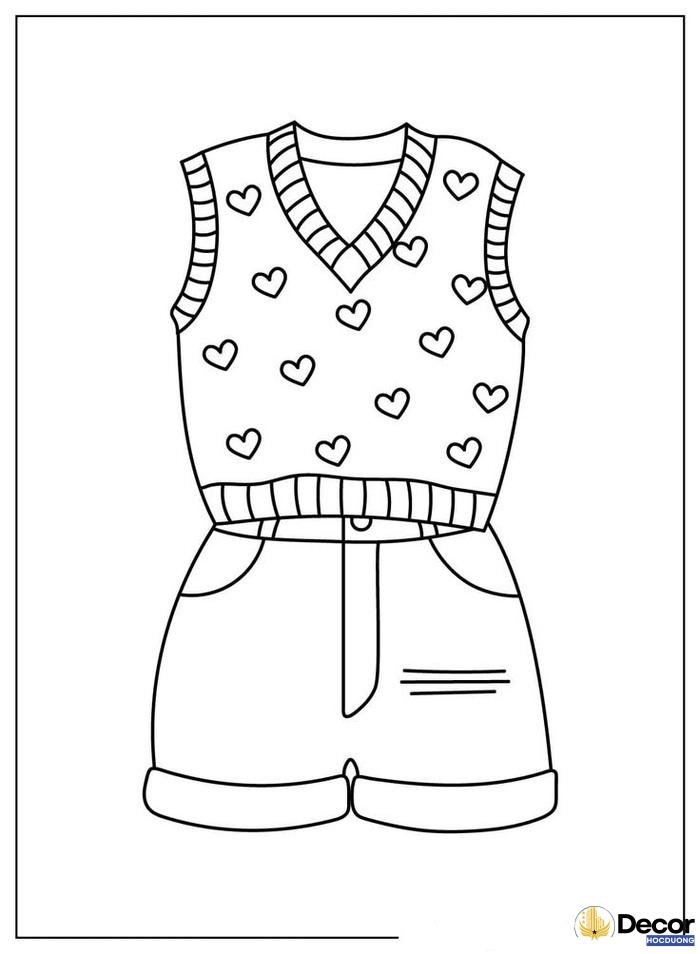 hình tô màu quần áo cute