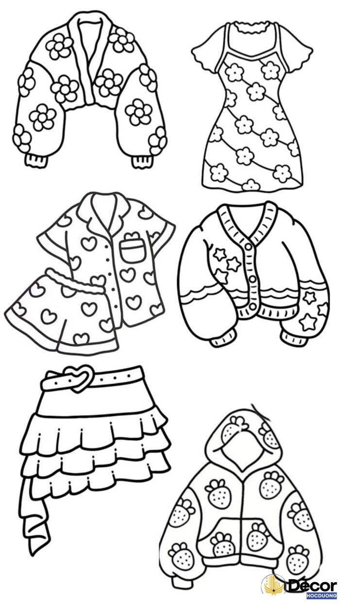 hình tô màu quần áo dễ thương