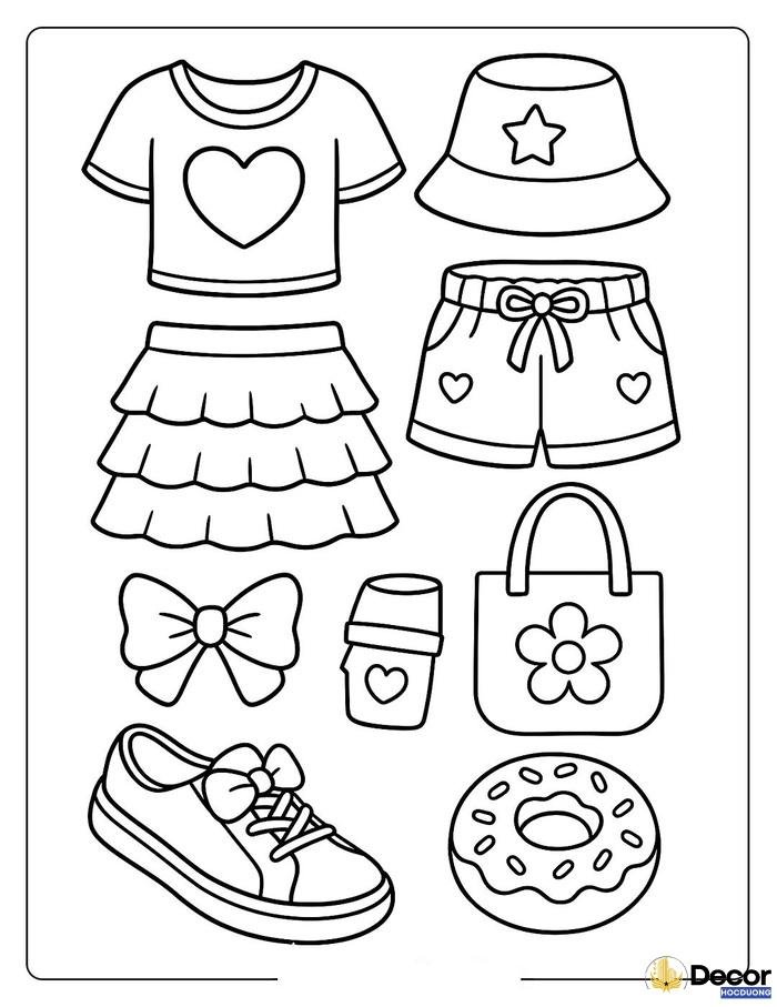 hình tô màu quần áo đơn giản